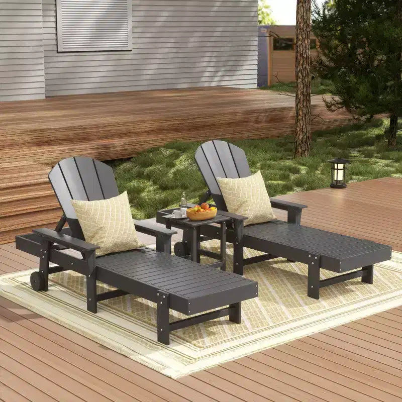 WestinTrends Malibu Sdraio reclinabile Adirondack a 3 pezzi con braccioli e ruote