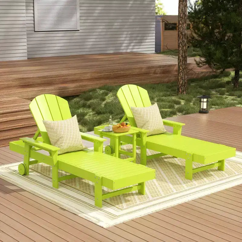WestinTrends Malibu Sdraio reclinabile Adirondack a 3 pezzi con braccioli e ruote