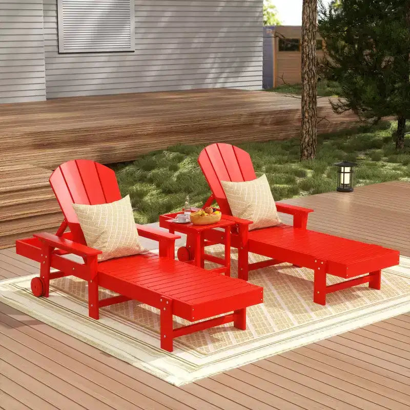 WestinTrends Malibu Sdraio reclinabile Adirondack a 3 pezzi con braccioli e ruote
