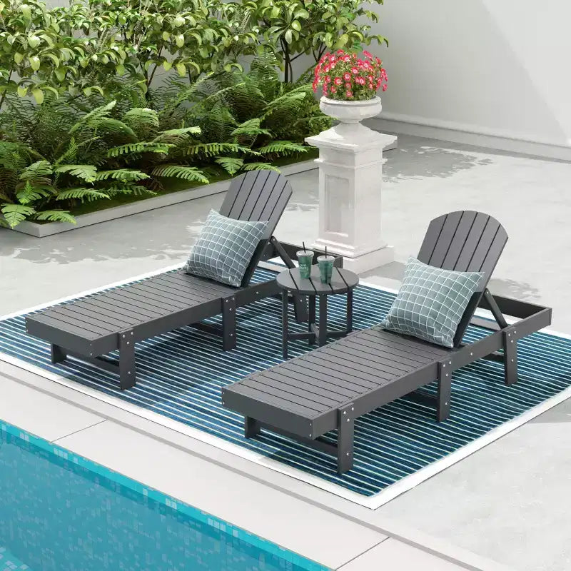 WestinTrends Dylan Set 3 Pezzi Chaise Longue Reclinabile in Poly Adirondack