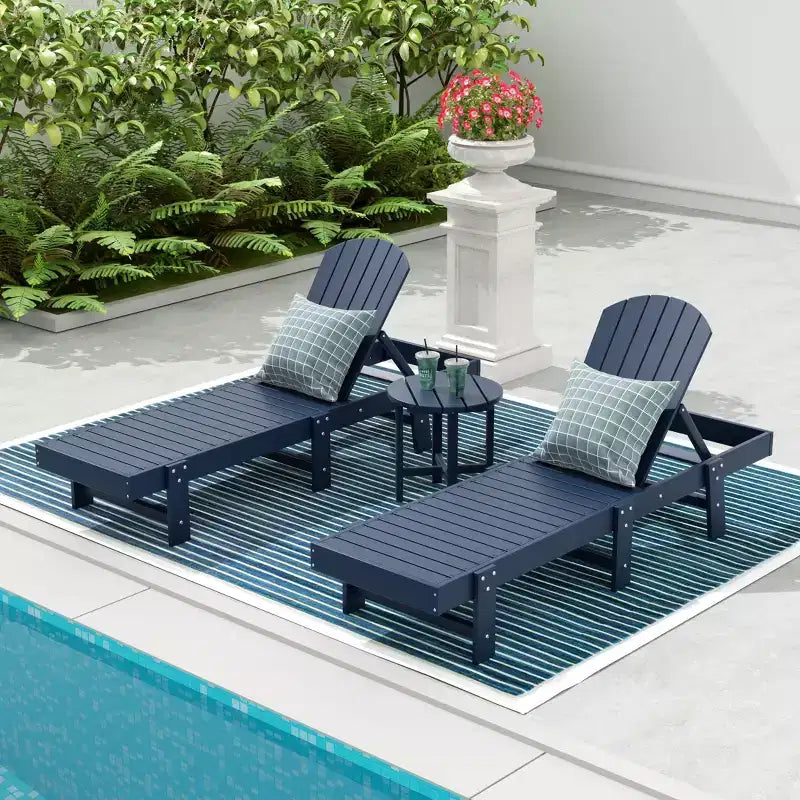 WestinTrends Dylan Set 3 Pezzi Chaise Longue Reclinabile in Poly Adirondack