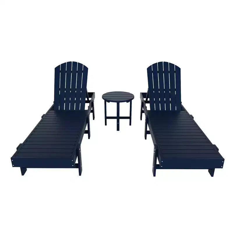 WestinTrends Dylan Set 3 Pezzi Chaise Longue Reclinabile in Poly Adirondack