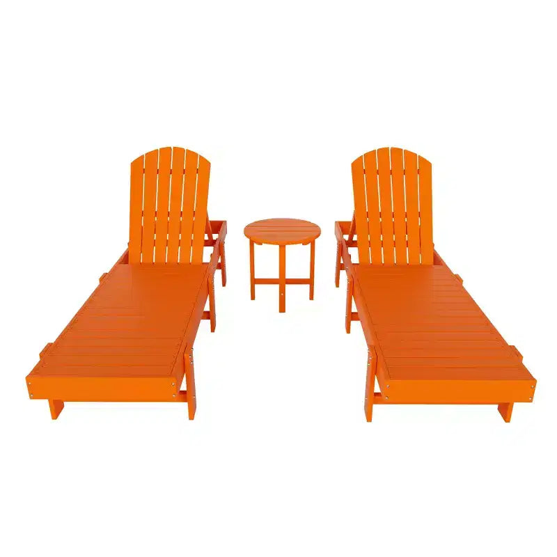 WestinTrends Dylan Set 3 Pezzi Chaise Longue Reclinabile in Poly Adirondack