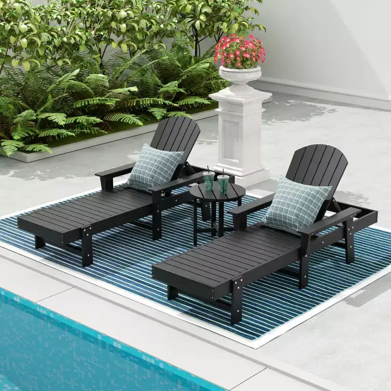 WestinTrends Dylan 3 Piece Adirondack Poly Reclining Chaise Lounge With Arms