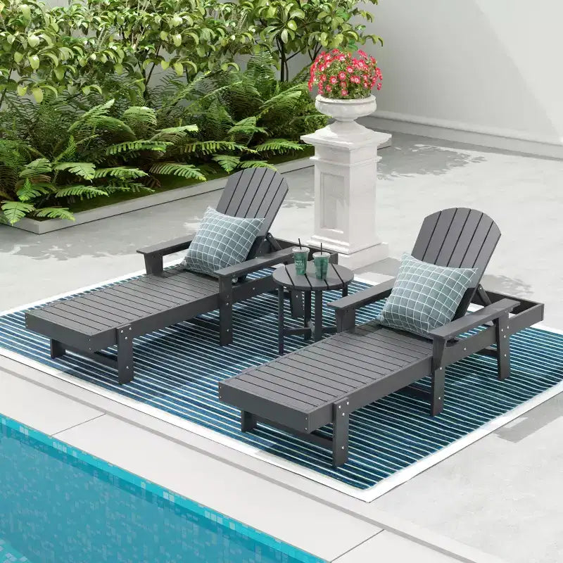 WestinTrends Dylan Chaise Reclinabile in Polietilene a 3 Pezzi Stile Adirondack con Braccioli
