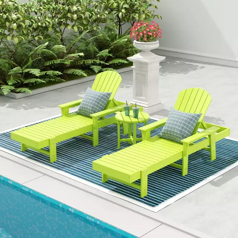 WestinTrends Dylan Chaise Reclinabile in Polietilene a 3 Pezzi Stile Adirondack con Braccioli
