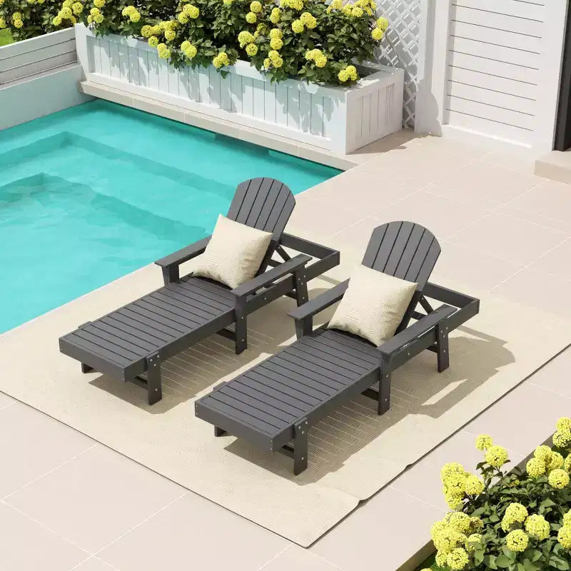 WestinTrends Dylan Chaise Longue reclinabile a 2 posti in poly con braccioli Adirondack