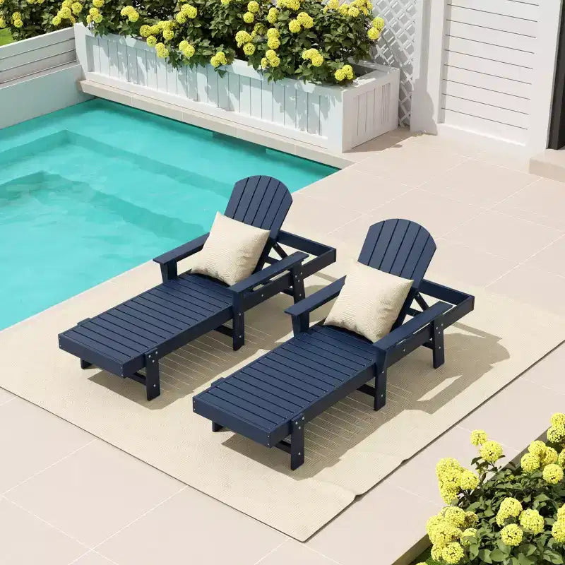 WestinTrends Dylan Chaise Longue reclinabile a 2 posti in poly con braccioli Adirondack
