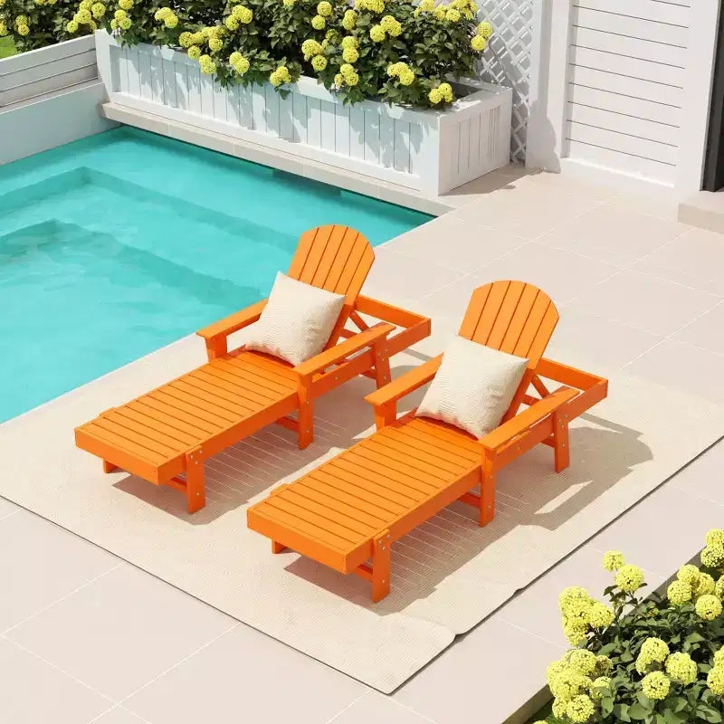 WestinTrends Dylan Chaise Longue reclinabile a 2 posti in poly con braccioli Adirondack