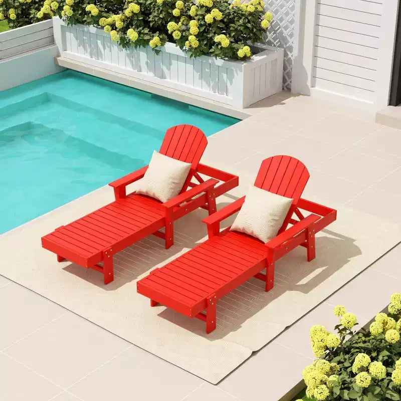 WestinTrends Dylan Chaise Longue reclinabile a 2 posti in poly con braccioli Adirondack