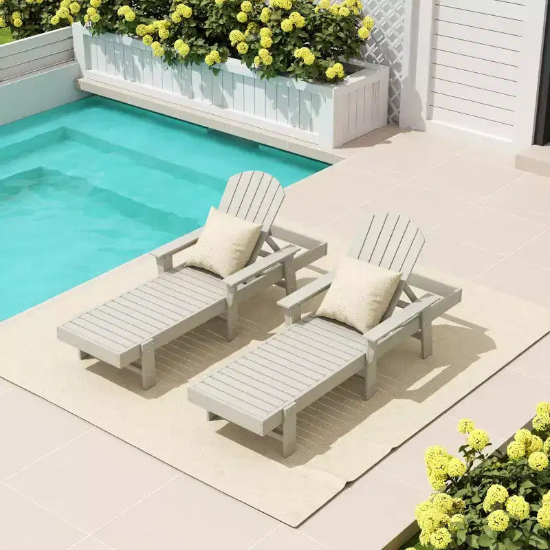 WestinTrends Dylan Chaise Longue reclinabile a 2 posti in poly con braccioli Adirondack