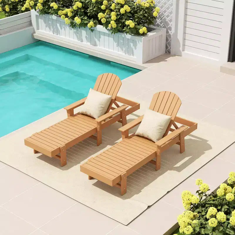 WestinTrends Dylan Chaise Longue reclinabile a 2 posti in poly con braccioli Adirondack