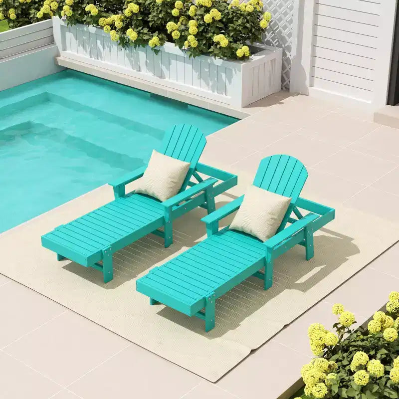 WestinTrends Dylan Chaise Longue reclinabile a 2 posti in poly con braccioli Adirondack