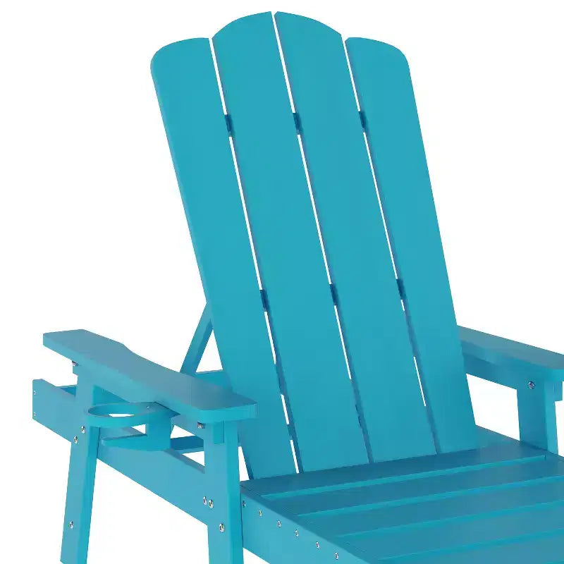 Flash Furniture Sonora, sedia a sdraio Adirondack regolabile di qualità commerciale con portabicchieri, per interni ed esterni, in HDPE riciclato e resistente alle intemperie