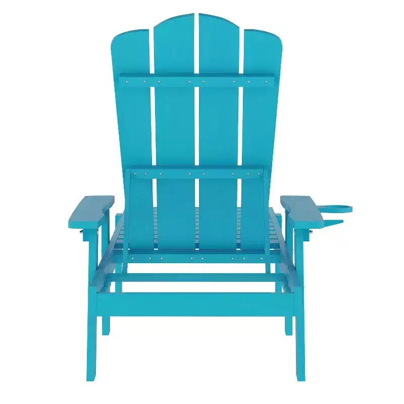Flash Furniture Sonora, sedia a sdraio Adirondack regolabile di qualità commerciale con portabicchieri, per interni ed esterni, in HDPE riciclato e resistente alle intemperie