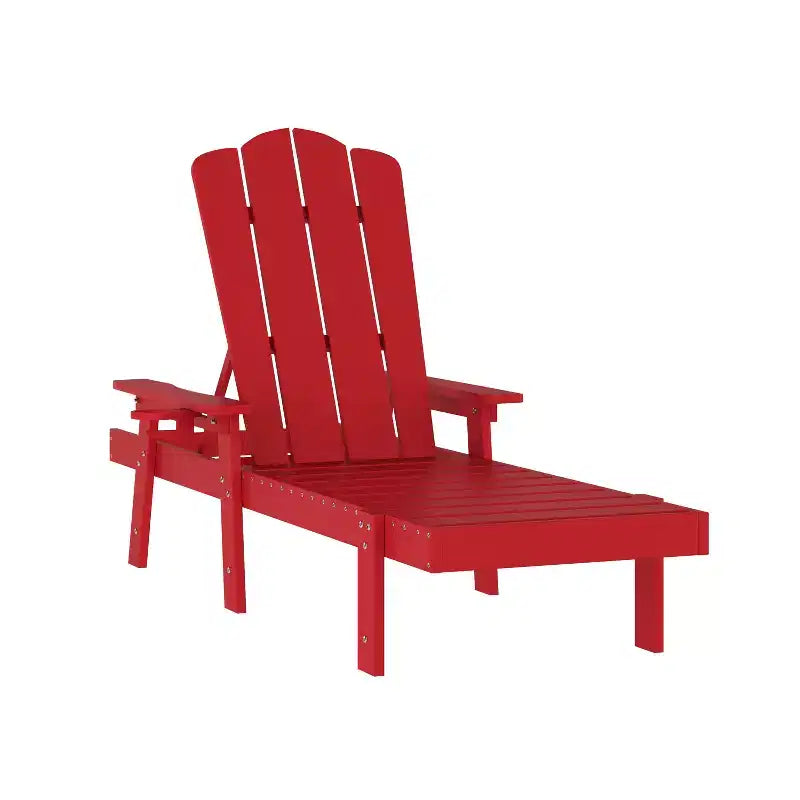 Chaise longue Adirondack réglable de qualité commerciale Flash Furniture Sonora avec porte-gobelet, chaise longue d'intérieur/extérieur tout temps en PEHD recyclé