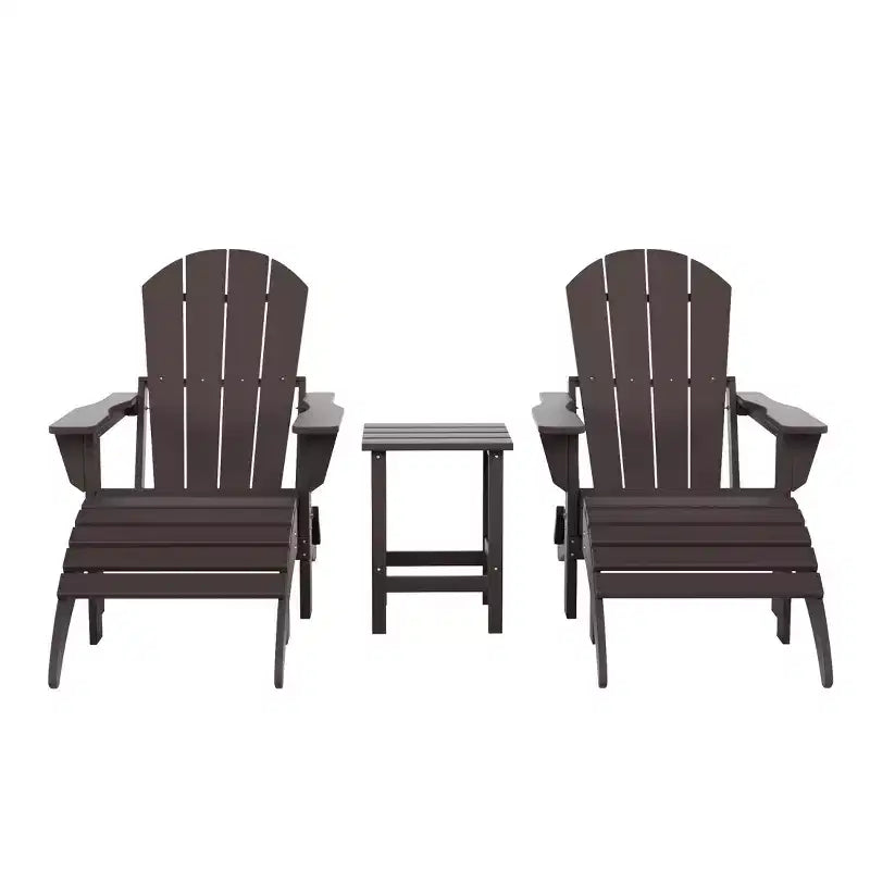 WestinTrends Malibu Sedie Pieghevoli Poly Adirondack da Esterno in HDPE con Pouf e Tavolino Laterale (Set Conversazione da 5 Pezzi)