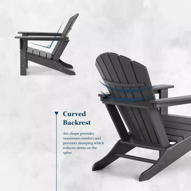 WestinTrends Dylan Sedie Adirondack da Esterno in HDPE con Pouf e Tavolino (Set Conversazione da 5 Pezzi)