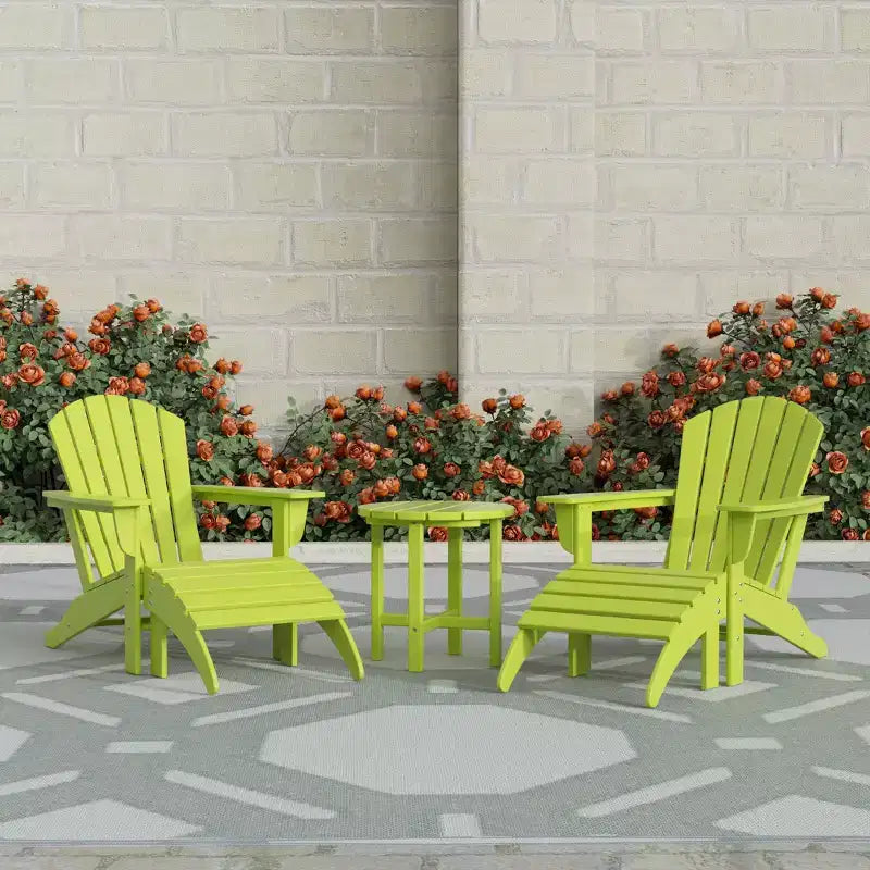 WestinTrends Dylan Sedie Adirondack da Esterno in HDPE con Pouf e Tavolino (Set Conversazione da 5 Pezzi)