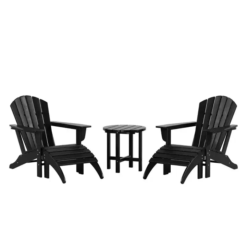 WestinTrends Dylan Sedie Adirondack da Esterno in HDPE con Pouf e Tavolino (Set Conversazione da 5 Pezzi)