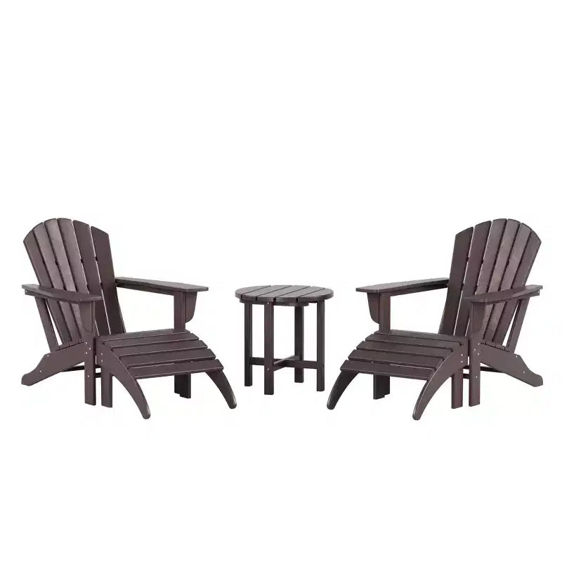 WestinTrends Dylan Sedie Adirondack da Esterno in HDPE con Pouf e Tavolino (Set Conversazione da 5 Pezzi)