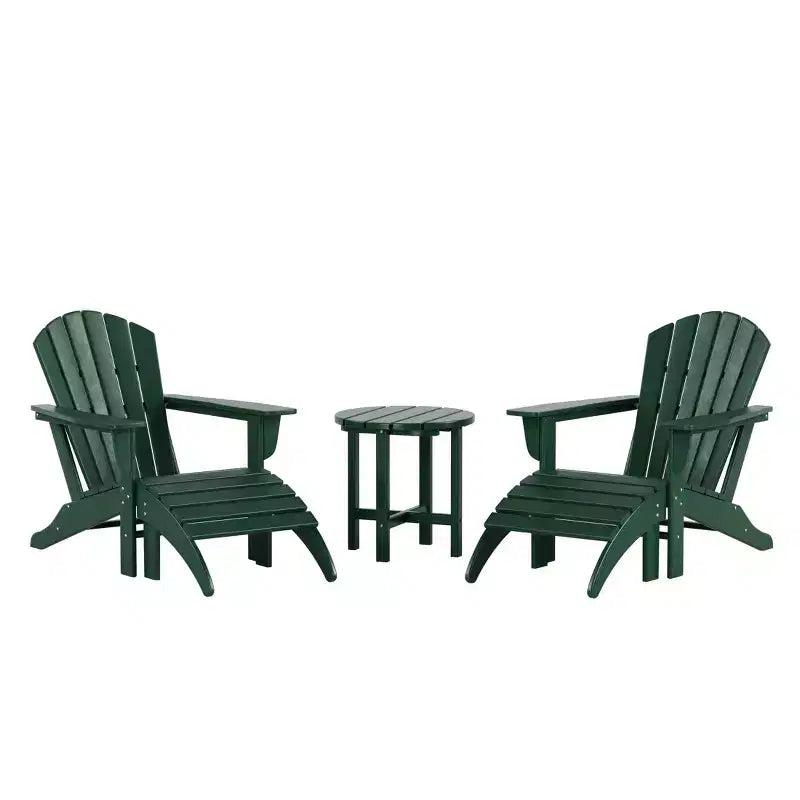 WestinTrends Dylan Sedie Adirondack da Esterno in HDPE con Pouf e Tavolino (Set Conversazione da 5 Pezzi)