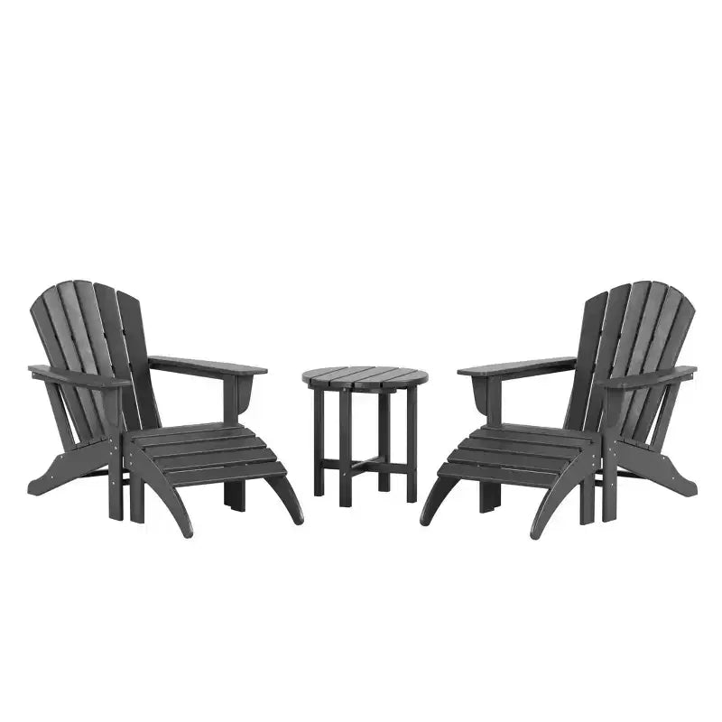 WestinTrends Dylan Sedie Adirondack da Esterno in HDPE con Pouf e Tavolino (Set Conversazione da 5 Pezzi)