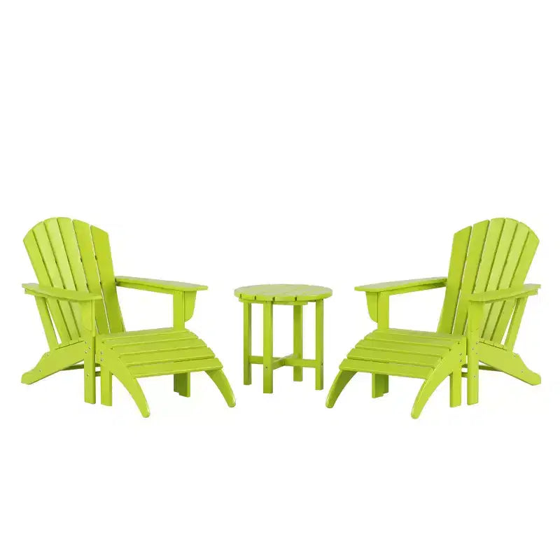 WestinTrends Dylan Sedie Adirondack da Esterno in HDPE con Pouf e Tavolino (Set Conversazione da 5 Pezzi)