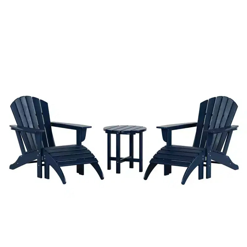 WestinTrends Dylan Sedie Adirondack da Esterno in HDPE con Pouf e Tavolino (Set Conversazione da 5 Pezzi)