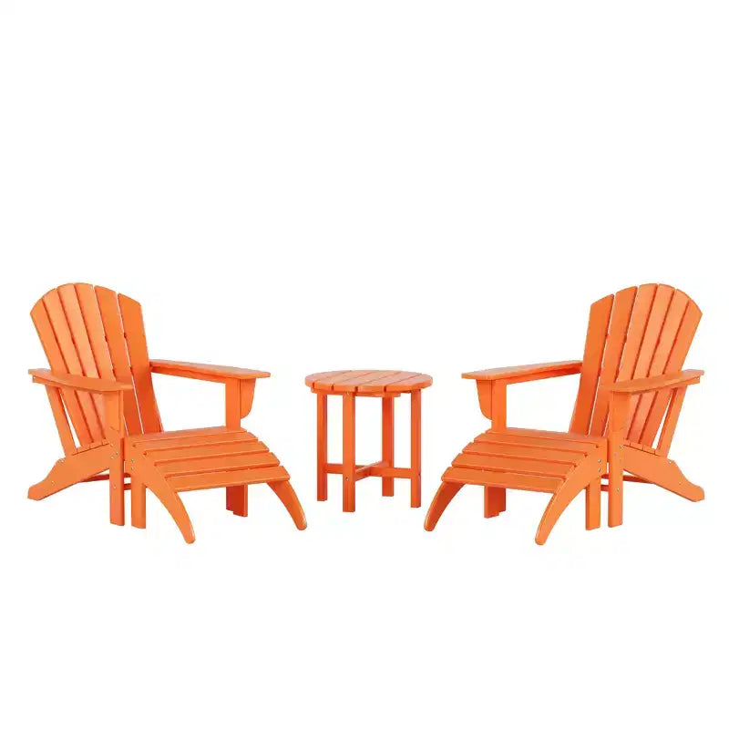 WestinTrends Dylan Sedie Adirondack da Esterno in HDPE con Pouf e Tavolino (Set Conversazione da 5 Pezzi)