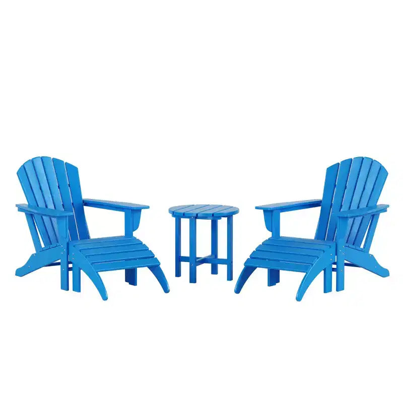 WestinTrends Dylan Sedie Adirondack da Esterno in HDPE con Pouf e Tavolino (Set Conversazione da 5 Pezzi)