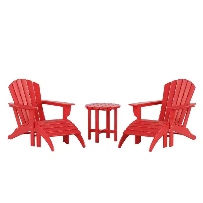 WestinTrends Dylan Sedie Adirondack da Esterno in HDPE con Pouf e Tavolino (Set Conversazione da 5 Pezzi)