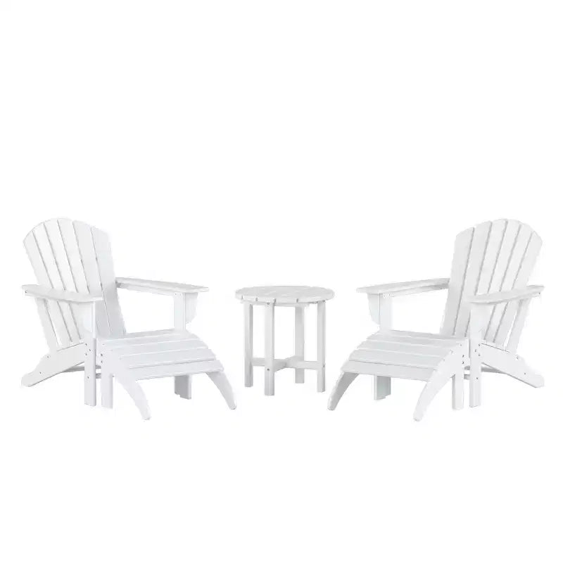 WestinTrends Dylan Sedie Adirondack da Esterno in HDPE con Pouf e Tavolino (Set Conversazione da 5 Pezzi)