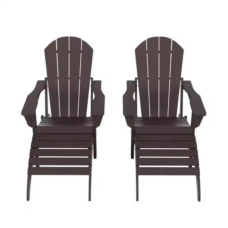 WestinTrends Malibu Sedie Pieghevoli Poly Adirondack da Esterno in HDPE con Pouf (Set Conversazione 4 Pezzi)