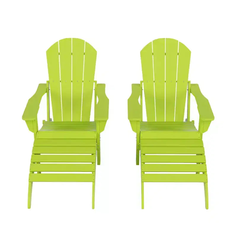 WestinTrends Malibu Sedie Pieghevoli Poly Adirondack da Esterno in HDPE con Pouf (Set Conversazione 4 Pezzi)