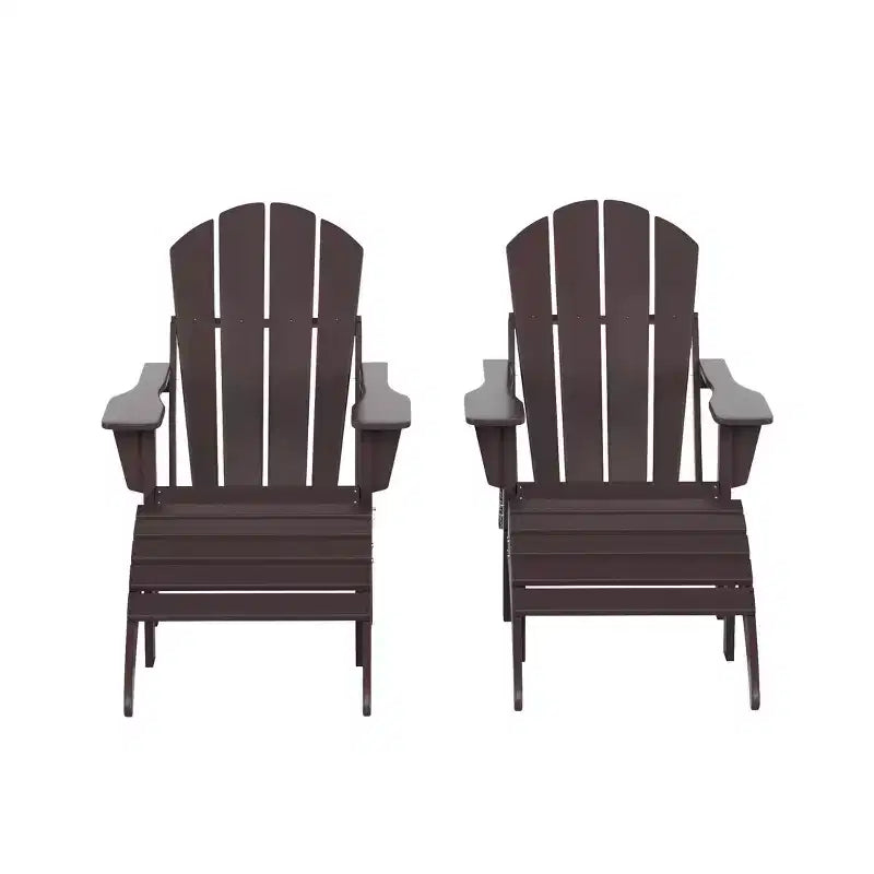 WestinTrends Malibu Sedie Pieghevoli Poly Adirondack da Esterno in HDPE con Pouf (Set Conversazione 4 Pezzi)