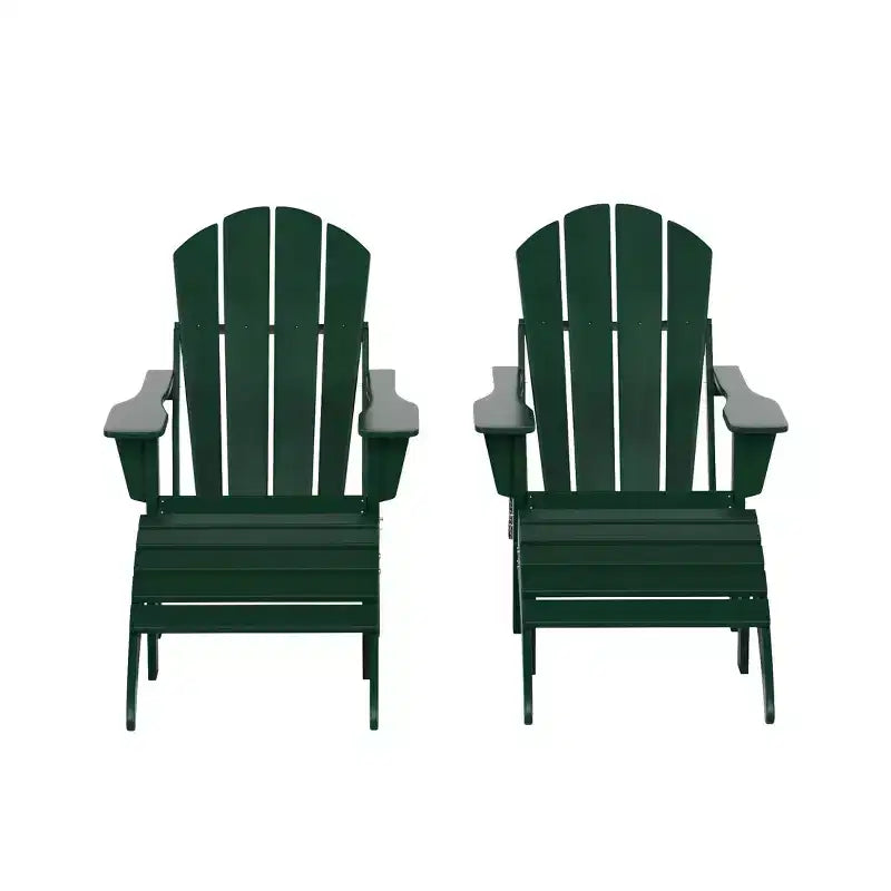 WestinTrends Malibu Sedie Pieghevoli Poly Adirondack da Esterno in HDPE con Pouf (Set Conversazione 4 Pezzi)