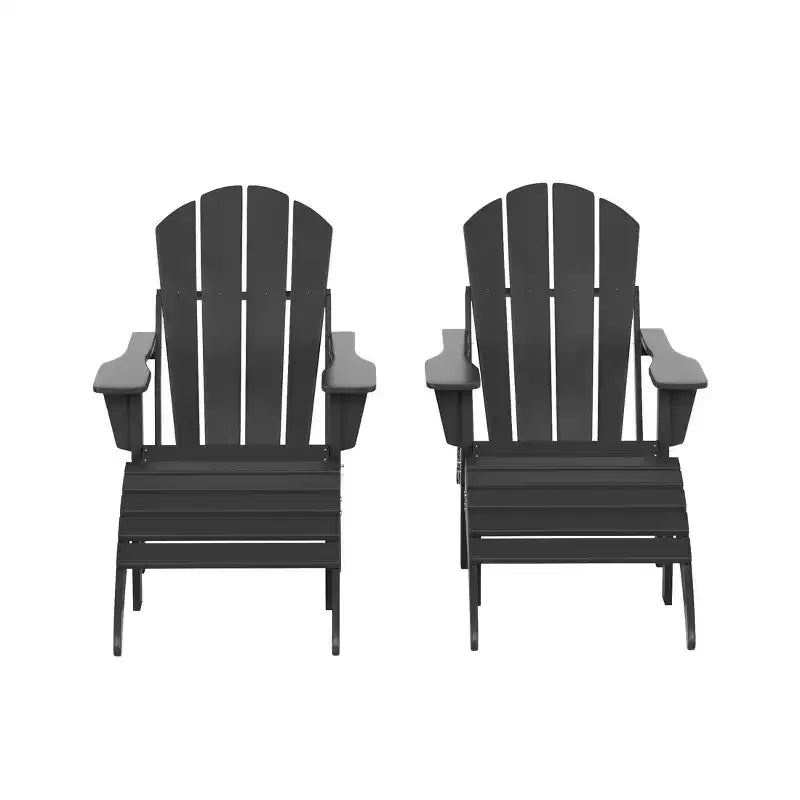 WestinTrends Malibu Sedie Pieghevoli Poly Adirondack da Esterno in HDPE con Pouf (Set Conversazione 4 Pezzi)