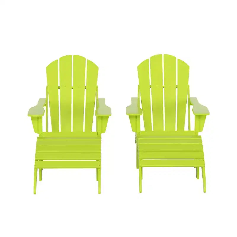 WestinTrends Malibu Sedie Pieghevoli Poly Adirondack da Esterno in HDPE con Pouf (Set Conversazione 4 Pezzi)