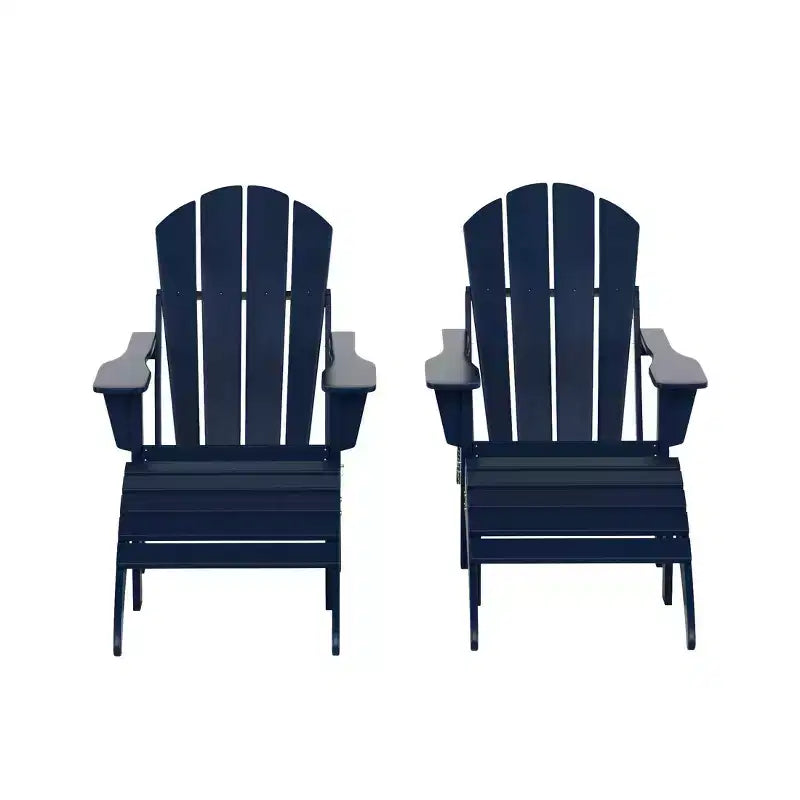 WestinTrends Malibu HDPE Outdoor Patio Folding Poly Adirondack Chairs with Ottomans (4-Piece Conversation Set)