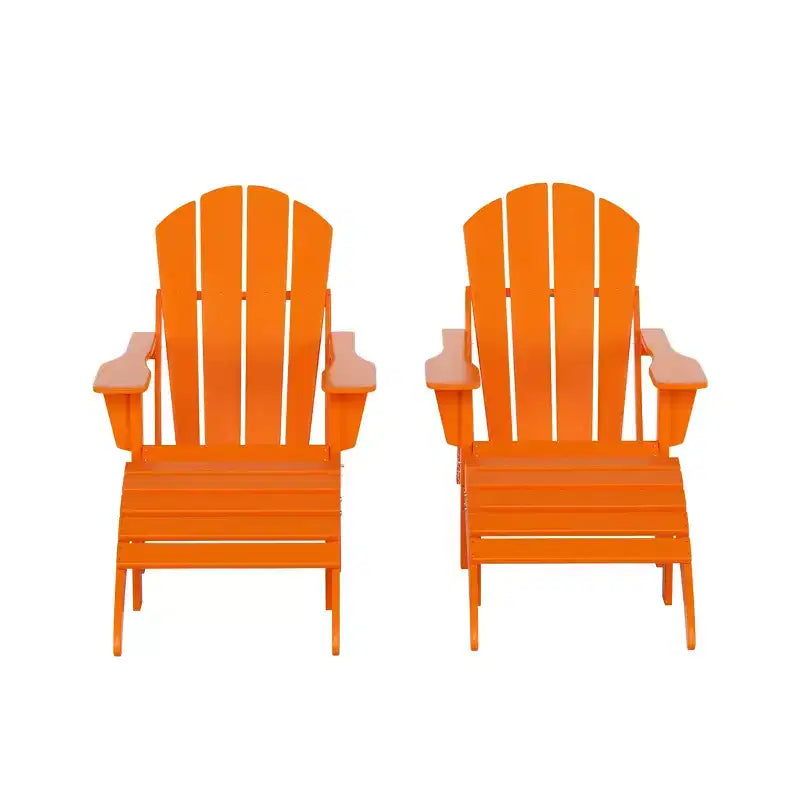 WestinTrends Malibu Sedie Pieghevoli Poly Adirondack da Esterno in HDPE con Pouf (Set Conversazione 4 Pezzi)