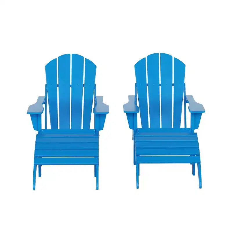 WestinTrends Malibu Sedie Pieghevoli Poly Adirondack da Esterno in HDPE con Pouf (Set Conversazione 4 Pezzi)