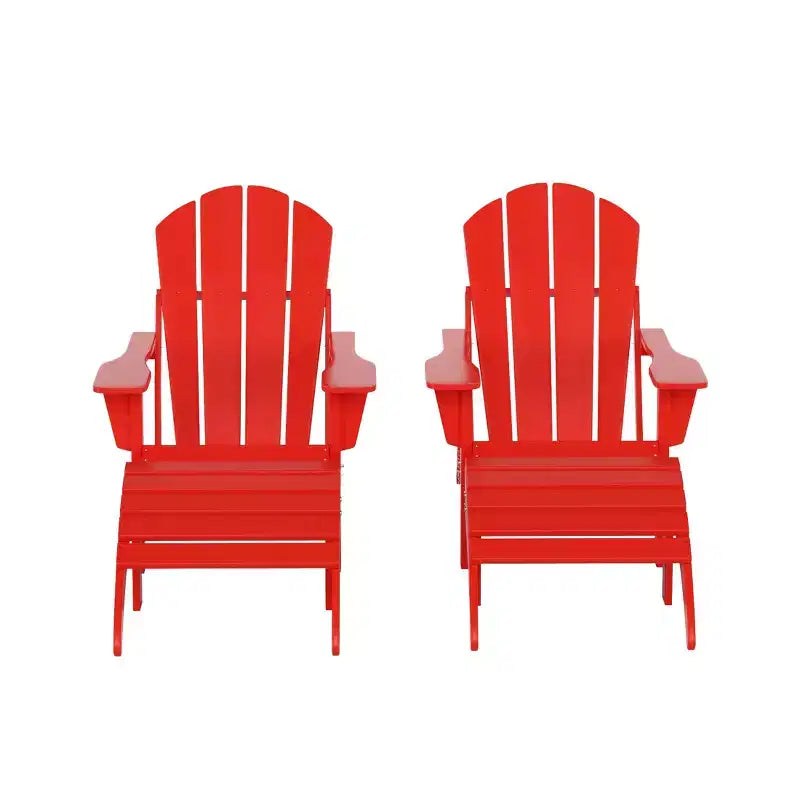 WestinTrends Malibu Sedie Pieghevoli Poly Adirondack da Esterno in HDPE con Pouf (Set Conversazione 4 Pezzi)