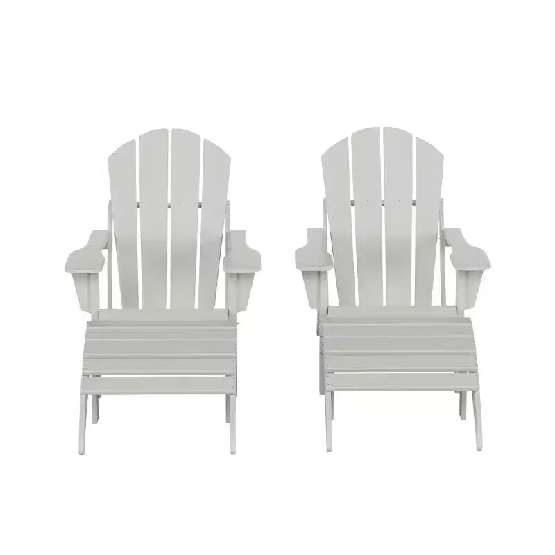 WestinTrends Malibu Sedie Pieghevoli Poly Adirondack da Esterno in HDPE con Pouf (Set Conversazione 4 Pezzi)