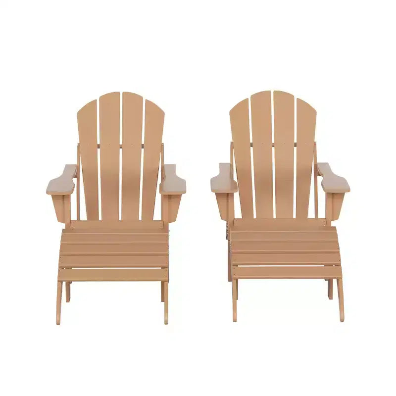 WestinTrends Malibu Sedie Pieghevoli Poly Adirondack da Esterno in HDPE con Pouf (Set Conversazione 4 Pezzi)