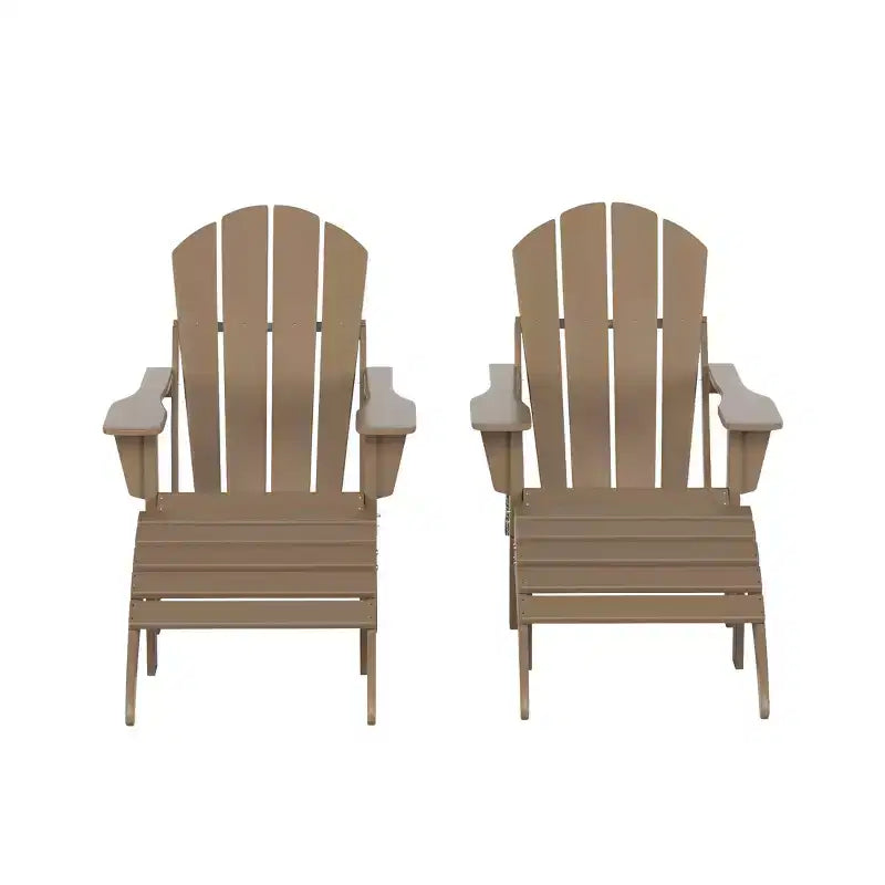 WestinTrends Malibu Sedie Pieghevoli Poly Adirondack da Esterno in HDPE con Pouf (Set Conversazione 4 Pezzi)