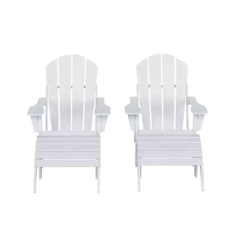 WestinTrends Malibu Sedie Pieghevoli Poly Adirondack da Esterno in HDPE con Pouf (Set Conversazione 4 Pezzi)