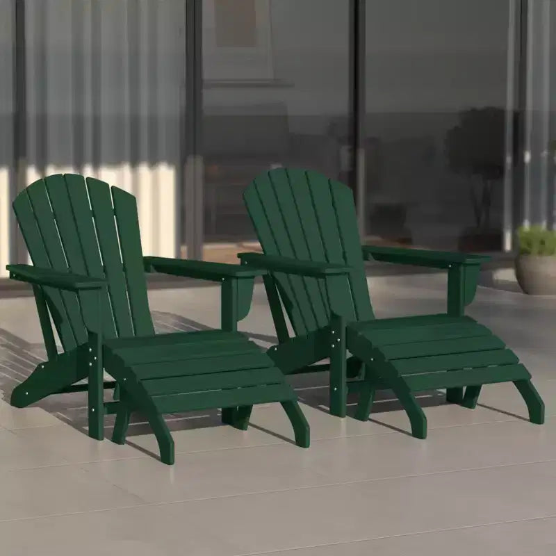 WestinTrends Dylan Sedie Adirondack da Esterno in HDPE con Pouf (Set Conversazione da 4 Pezzi)