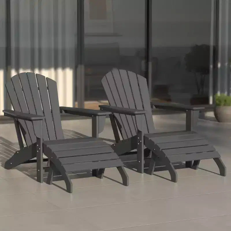 WestinTrends Dylan Sedie Adirondack da Esterno in HDPE con Pouf (Set Conversazione da 4 Pezzi)