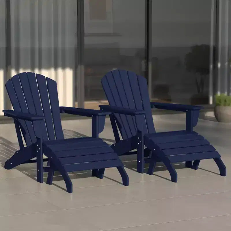 WestinTrends Dylan Sedie Adirondack da Esterno in HDPE con Pouf (Set Conversazione da 4 Pezzi)